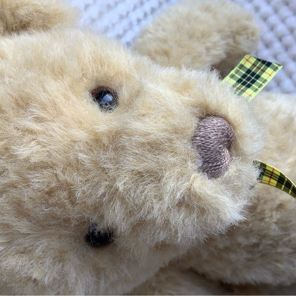 GUND Golden Honey Coloured Plush Bear Yellow Black Checkered Bow Stuffed Animal - Picture 8 of 12